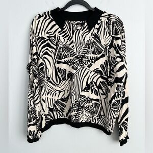 Bitte Kai Rand Size M • Black White Abstract Shirt Long Sleeve Lagenlook.